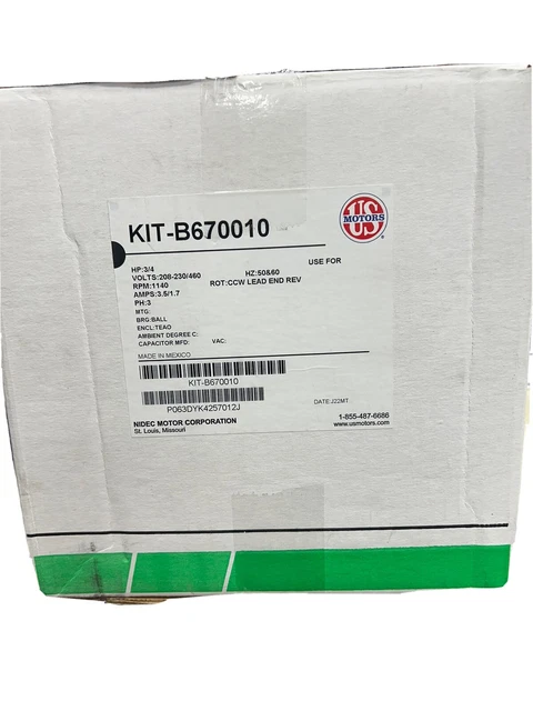 Liebert Condenser Fan Motor  Part#KIT-B0670010) US motors