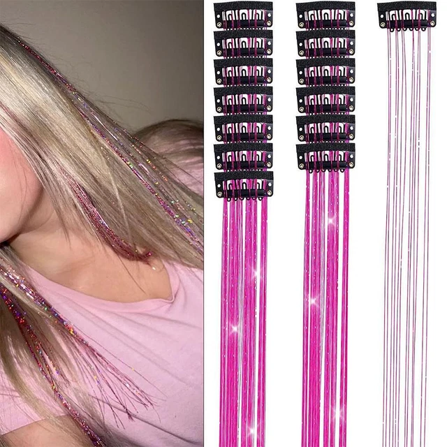 Haarlametta Mit Clip – 52,7 Cm Lange Glitzersträhnen, 12 Stück, Für Weihnachten, Festivals & Cosplay