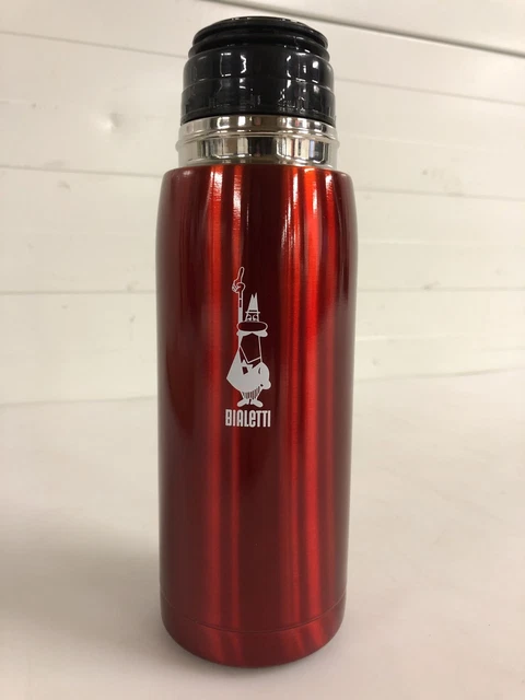 Bialetti To Go botella térmica con tapa de vidrio (doble pared), 460 ml, acero, rojo