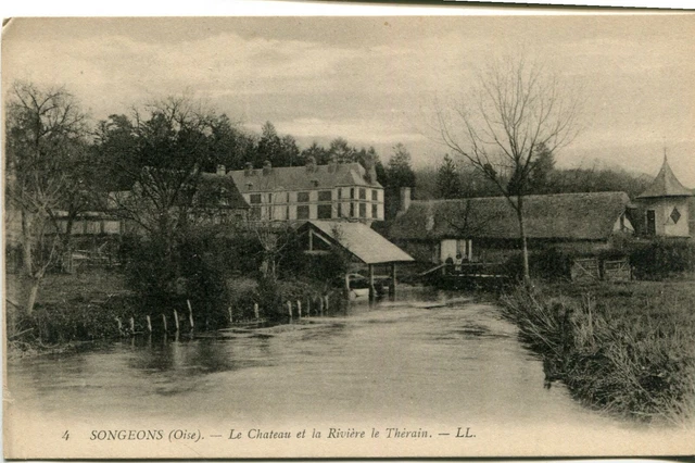 Carte SONGEONS Le château et la rivière le Thérain