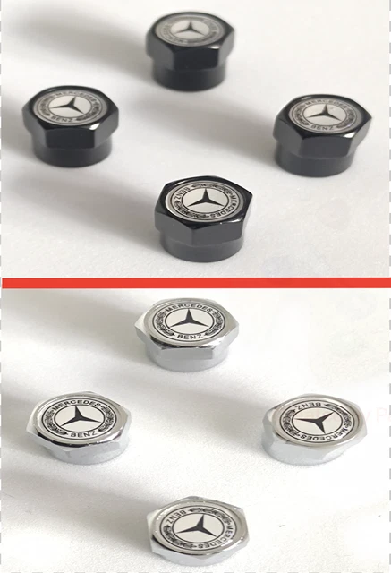4 Pack Hex Fit Mercedes-Benz AMG Valve Stem Caps, Red Aluminum Dust Covers By CapsMaster