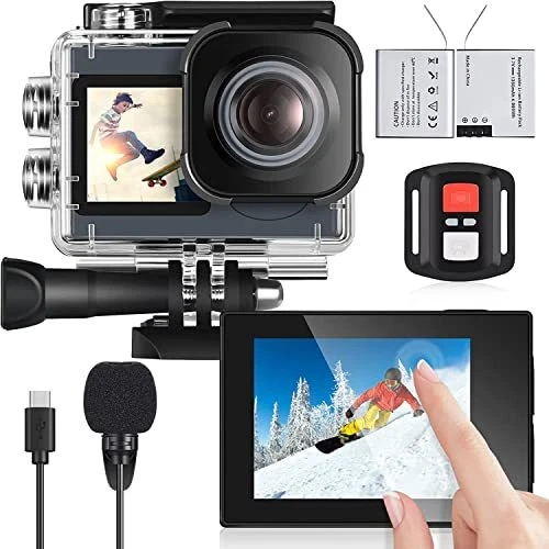 Action Camera 4K Underwater Camera External Microphone Waterproof 40M Gray