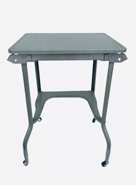 Luxco Typewriter Table Industrial Stand Green Metal MCM 1950s LaCrosse WI Vtg