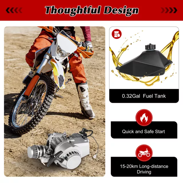 2 Stroke 49CC Pull Start Motor Engine Kit For Pocket Mini Dirt Bike Scooter ATV