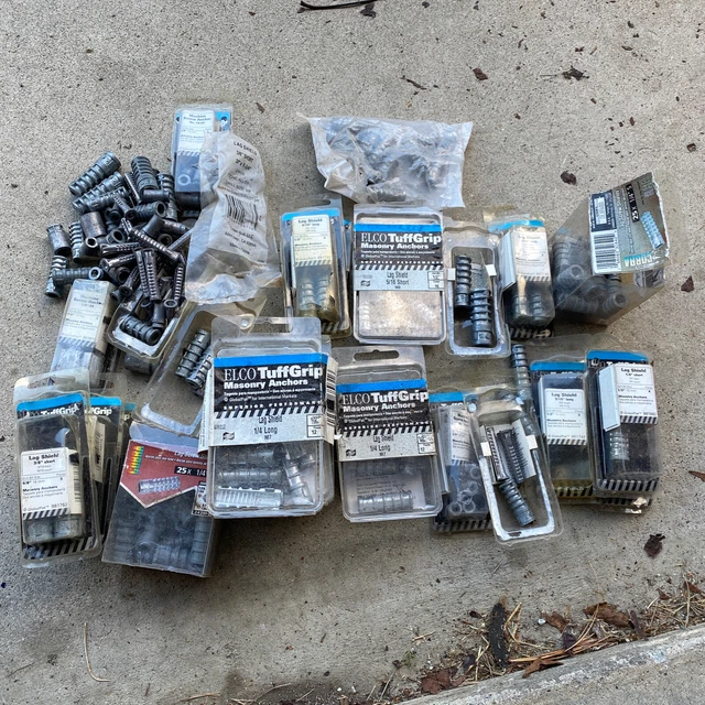 Masonry anchors mixed lot of various sizes, new open packages, free shipping