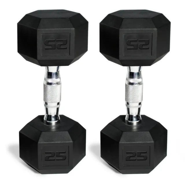 CAP Barbell, 25lb Coated Rubber Hex Dumbbell, Pair
