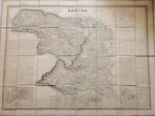 ZAMORA  Francisco Coello. Mapa grabado original. Madrid 1863