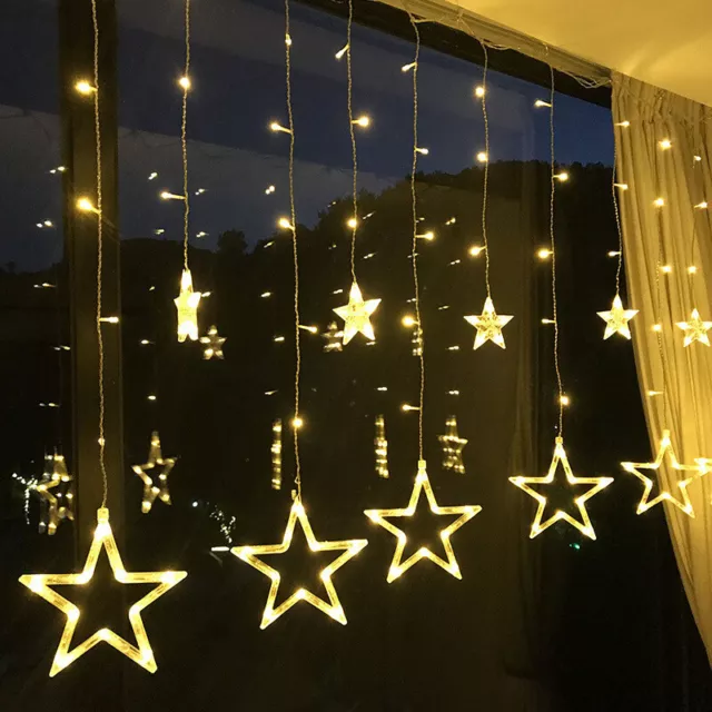 LED Star Fairy String Lights Curtain Window Christmas Party Wedding Xmas Plug/In