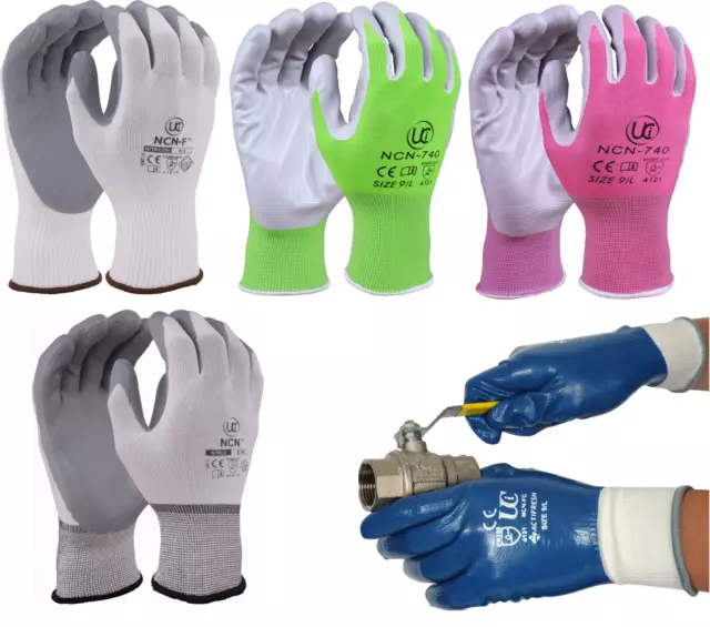 UCI NCN Lightweight Nitrile Coated Work DIY Gardening Assembly Safety Gloves