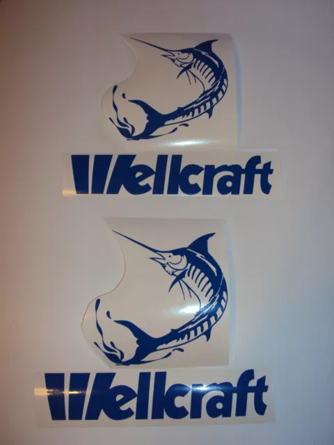 2 Wellcraft Blue Marlin Sport Pro Fishing Decal Sticker  Marine Vinyl set