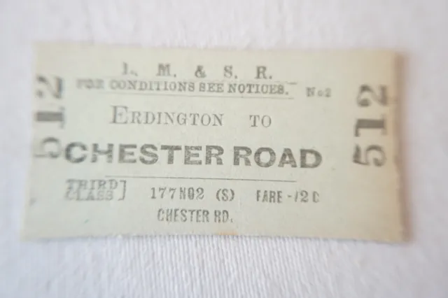 1955 Erdington to Chester Road LMS Railway Train Ticket