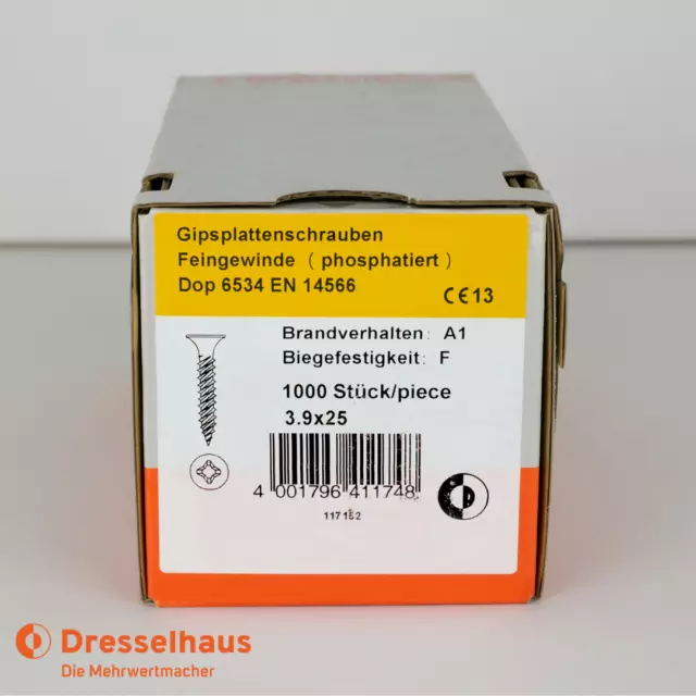 SCHNELLBAUSCHRAUBEN Dresselhaus Rigipsschrauben Trockenbauschrauben phosphatiert