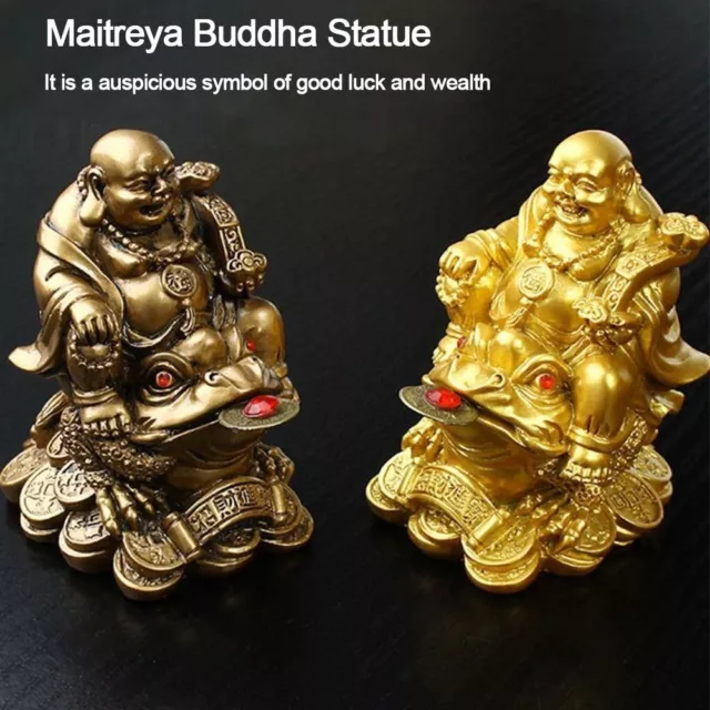 Statua Buddha in resina Maitreya bronzo rana dorata cinese home office