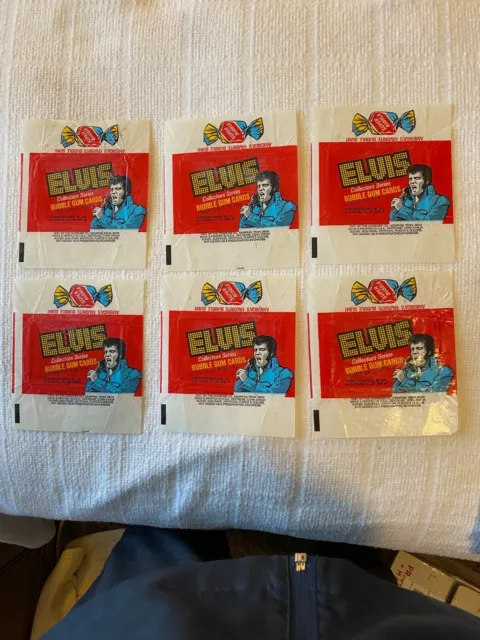 (6) 1978 Donruss Elvis Wax Pack Wrappers VG/EX cond.