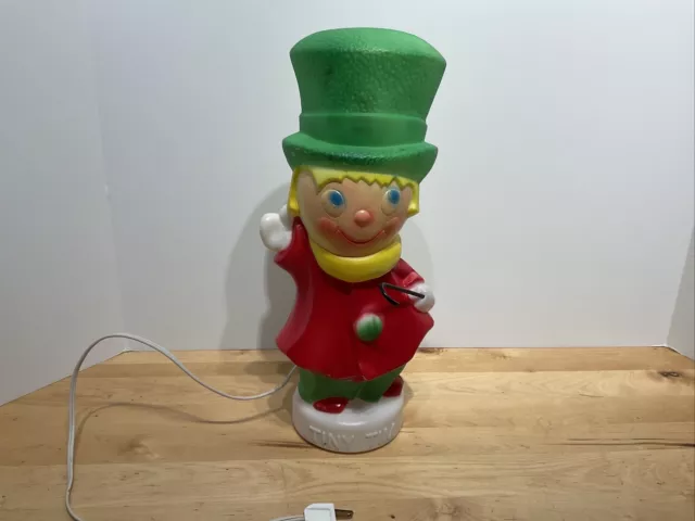 Vintage Christmas Empire 1972 Tiny Tim Blow Mold Lighted Decor 13"