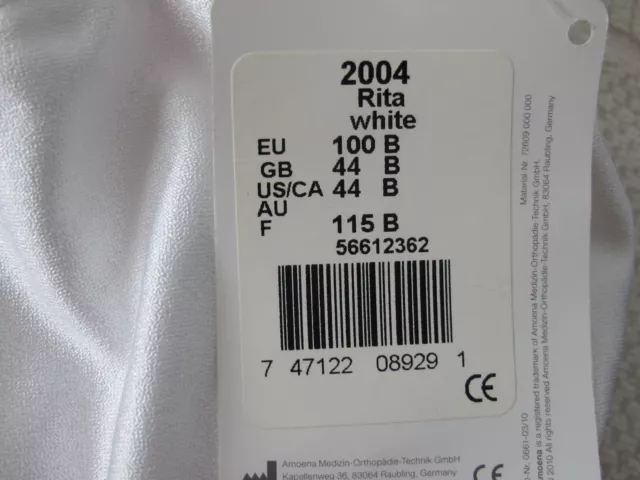 AMOENA #2004 RITA WHITE Contour Soft Cup Mastectomy Bra 44B New $16.95 ...