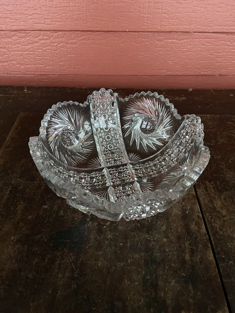 Signed Clark ABP American Brilliant 4 Deep Pinwheels 8 Inch Cut Glass Bowl Signed Clark ABP American Brilliant 4 Deep Pinwheels 8 Inch Cut Glass Bowl