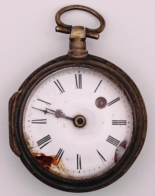 Petite Montre De Poche (gousset) Cylindre 10 Rubis - Boîtier Argent Poinçon Crabe - Occasion