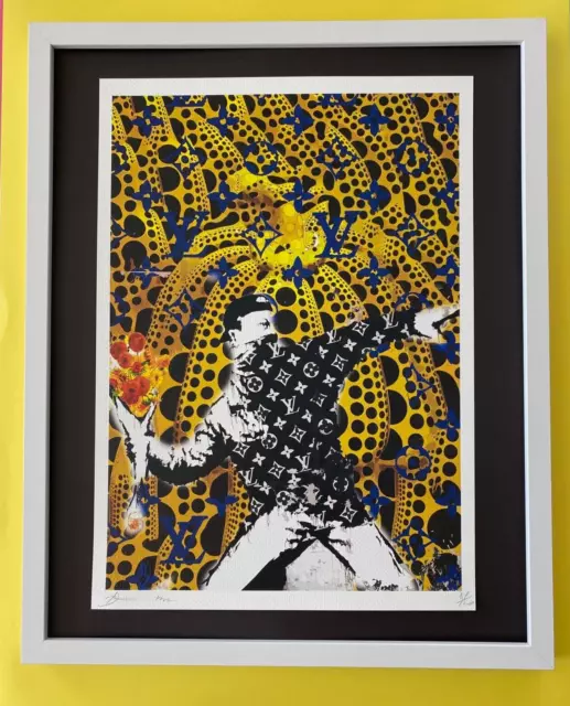 Muerte Nyc Grande Enmarcado 40.6x50.8cm Pop Art Grafiti COA Bansky Flor Lanzador