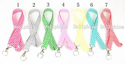 Wave Double Layer Fabric Neck Chevron LANYARD Key chain for ID badge holder