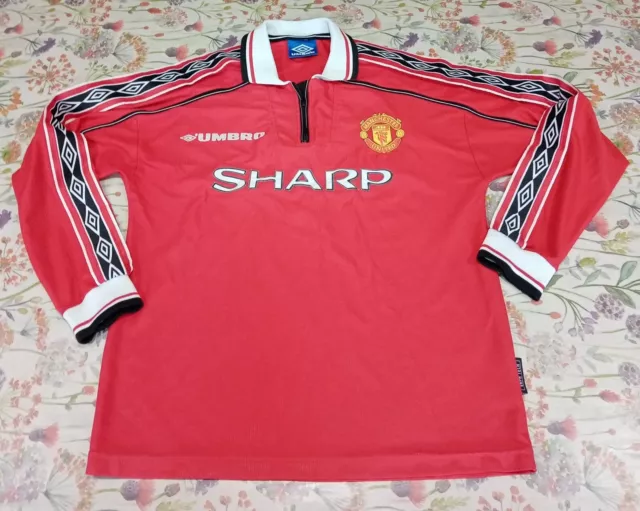 Vintage Manchester United 1998/2000 Size L Umbro Orignal Home Football Shirt L/S