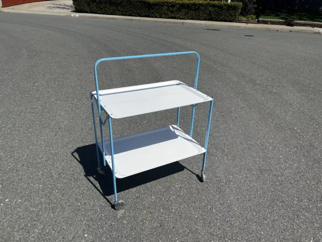 ITALIAN MODERN FOLDABLE Blue BAR CART FROM SPEEDY, 1960'S