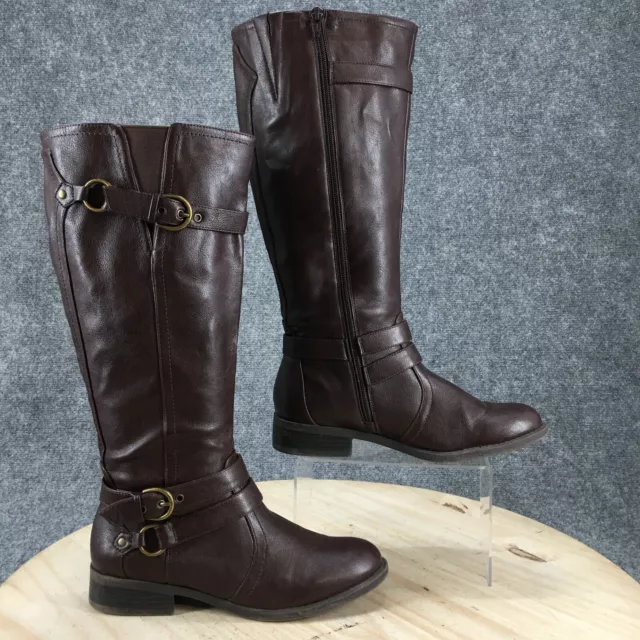 WHITE MOUNTAIN BOOTS Womens 8 M Loyal Tall Zip Riding Boot Brown