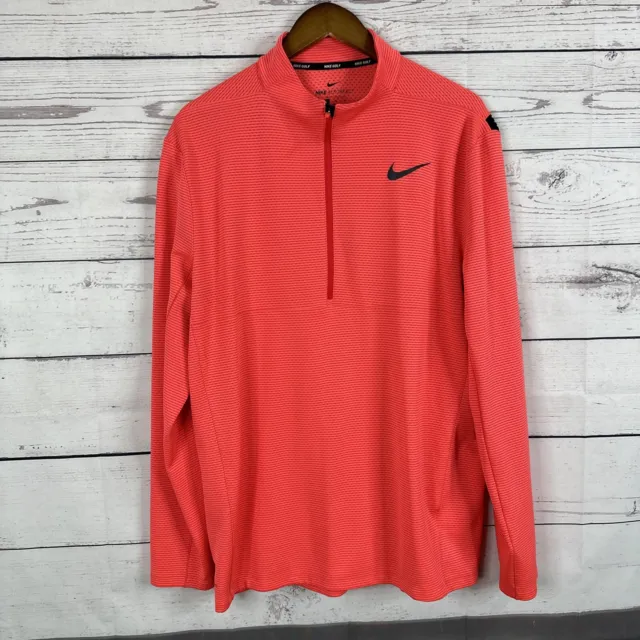 Nike Mens Top Size XL Orange Pink Salmon Aeroreact Golf 1/4 Zip Shirt Pull Over