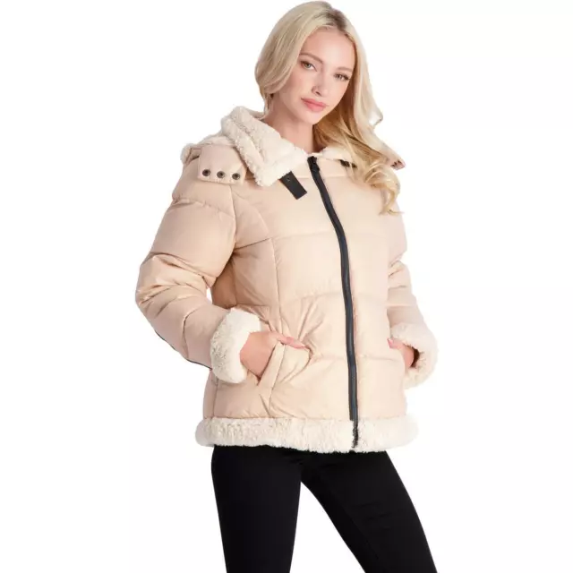 Jessica Simpson Womens Faux Fur Quilted Outerwear Puffer Jacket Coat BHFO 3517