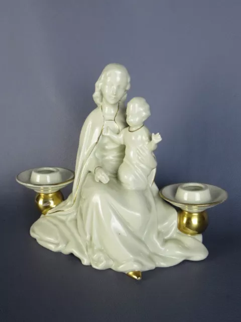 Vintage Sculpture en Porcelaine Madonna Avec Enfant Confection Allemande
