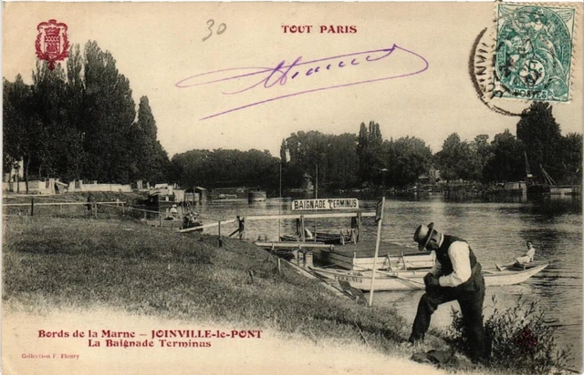 CPA JOINVILLE le PONT Bords de la Marne. Le Baignade Terminus. (509395)
