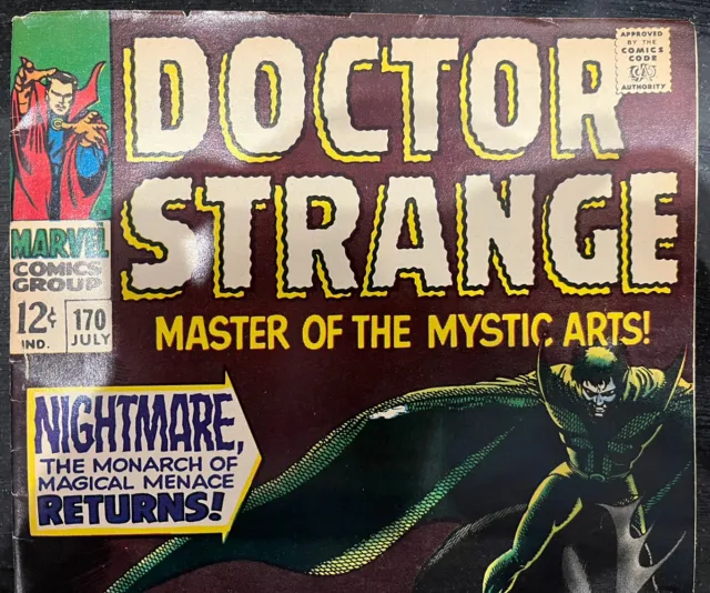 Marvel Comics Doctor Strange #170 1968 2. Soloausgabe 1. Nightmare Cover FN+ 2