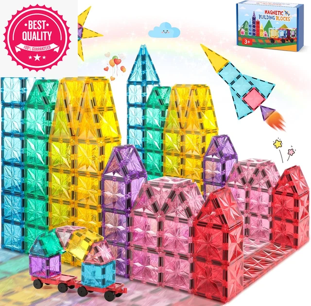 Juego De Construcción Magnética 68 Piezas Para Niños - Bloques 3D Magnéticos, Educativo STEM, Regalo Para Mayores De 3 Años