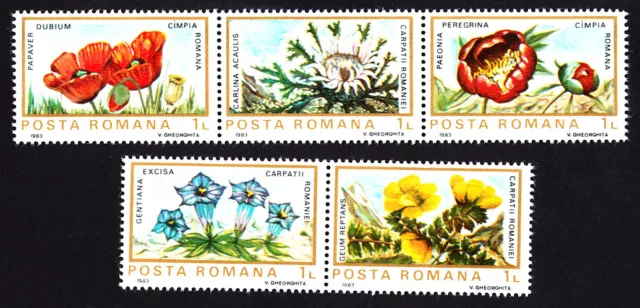 Romania 1983 Mint MNH Flora of European Protected Areas Complete Stamps Set