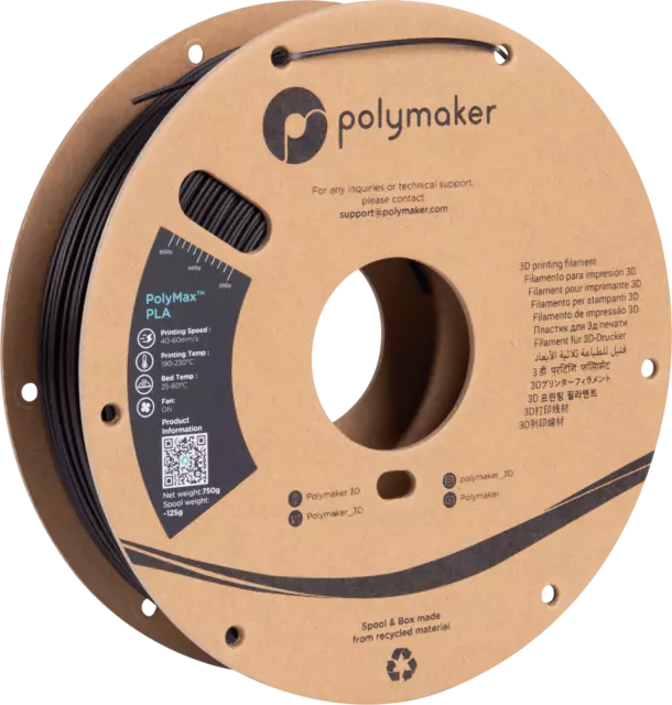 Polymaker PolyMax Tough PLA Black 1.75mm 750g 3D Druck