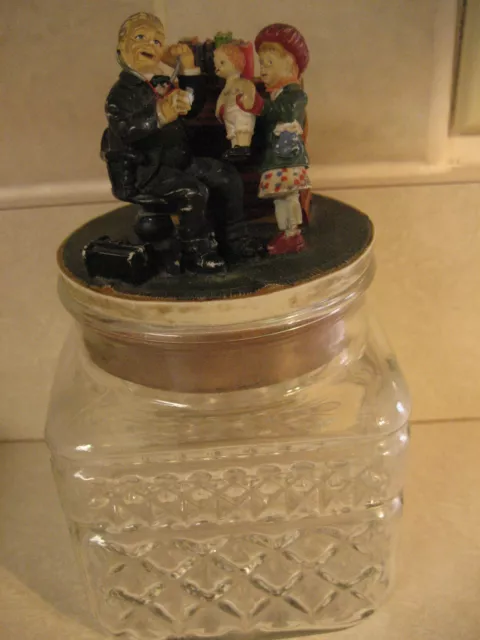 Norman Rockwell Canister w/ Corked lid Doctor, Child & Doll Figurine Glass VTG!