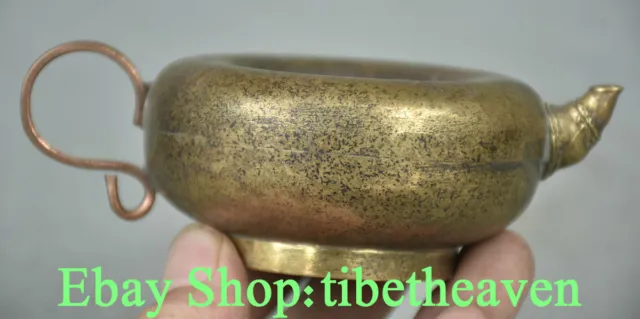 4.8" Marked Old China Copper Folk Custom Flower Word Pot Small Water Drop