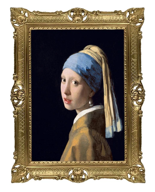 Stampa Su Tela Ragazza Con Orecchino Di Perle - Vermeer 40x60cm Fatto A Mano