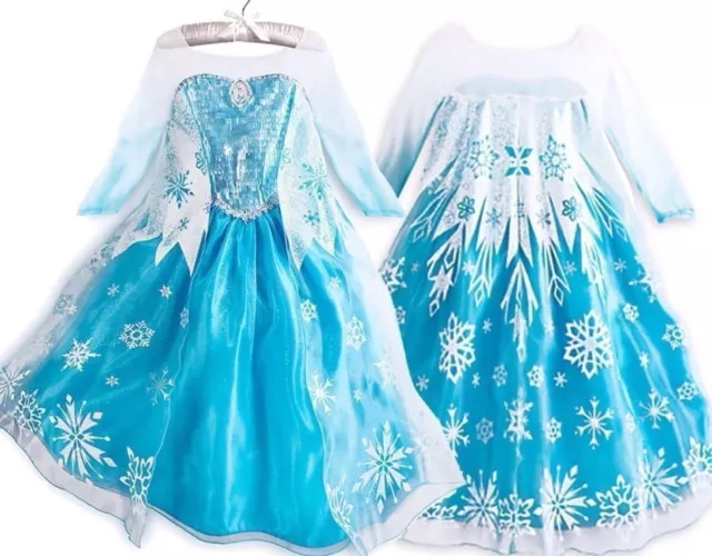 Expédié de Paris - Robe Frozen Anna Reine Des Neiges Elsa Fille Enfant 2-11 ans