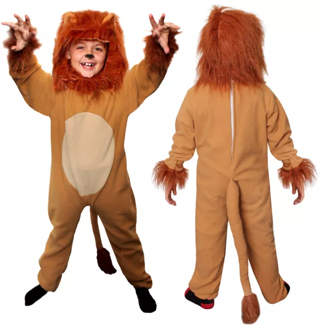 Child Lion Costume Kids King Of The Jungle Book Character All In One Fancy Dress