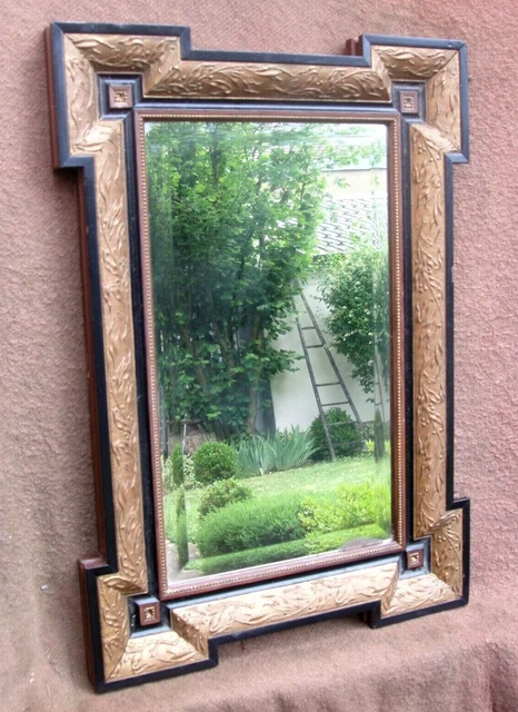 Miroir Ancien Napoléon III à Glace Biseautée - Dimensions 72 X 54 Cm, Cadre Bois Doré (6 Kg)