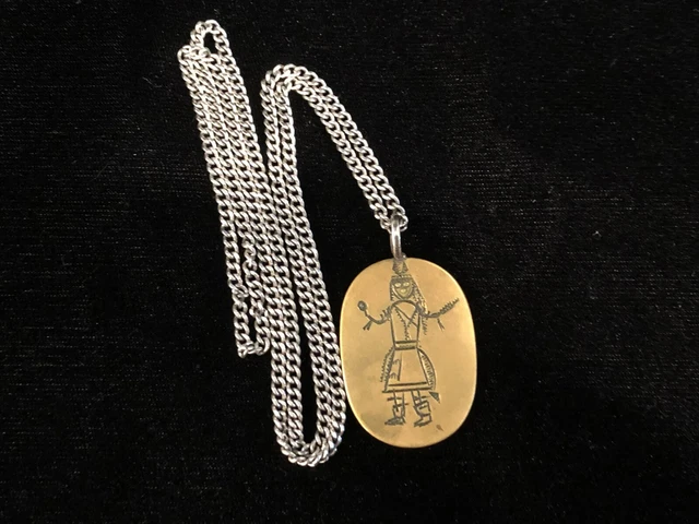 Very Old Artisan Aztec Style Chain with Pendant Unique Estate Find VTG Plus
