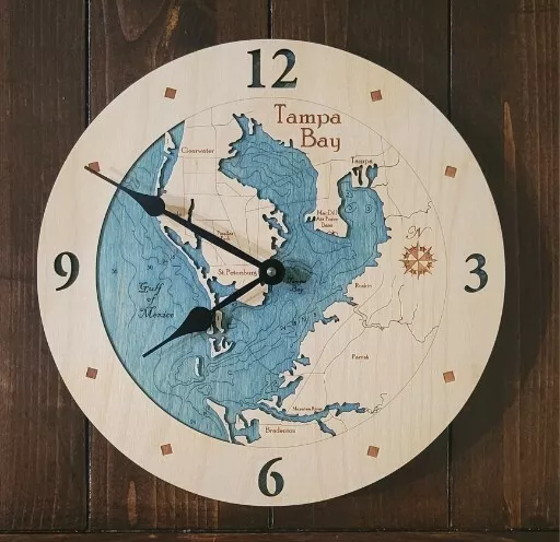 Tampa Bay 12" Nautical Map Clock by Nautical North