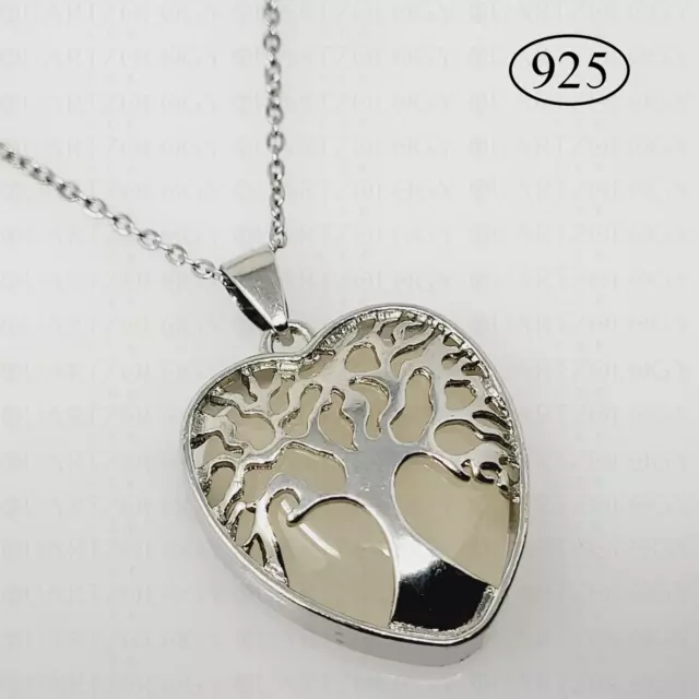 Smoky Necklace Crystal Tree of Life Heart Pendant 925 Sterling Silver Chain