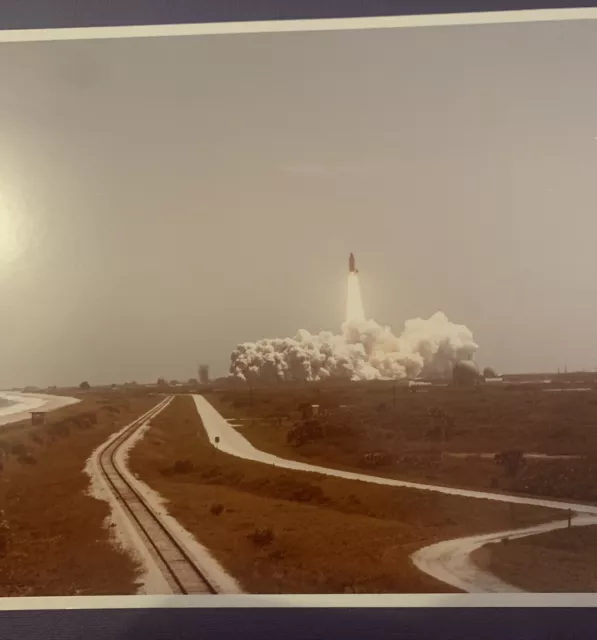 Vtg Official NASA Press Release  Photo - Kodak Paper - STS-6 Challenger Launch 3