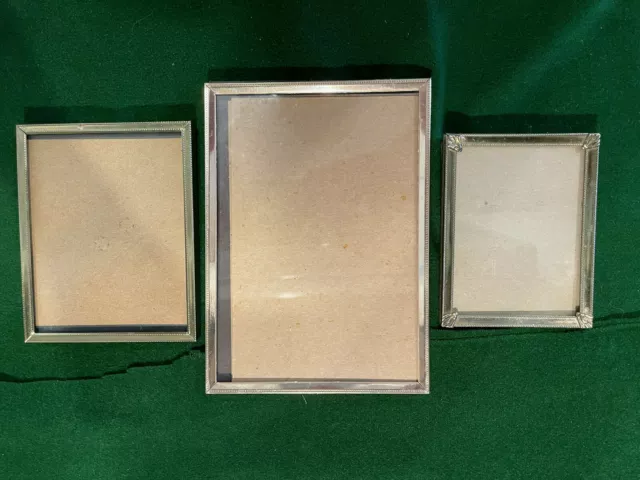 3 Vintage Ornate Gold Tone Metal Picture Photo Frames with Glass