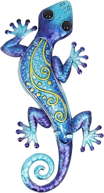 Comfy Hour Spring Is Here Collection 12" Blue Metal Art Gecko Wall Décor, Lizard