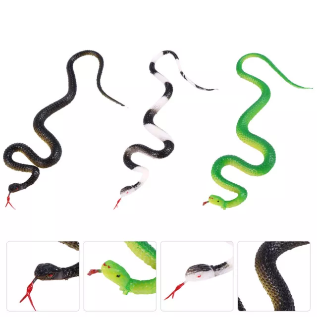 3 Pcs Artificial Snake Realistic Rubber Snakes Toys Fake Birds