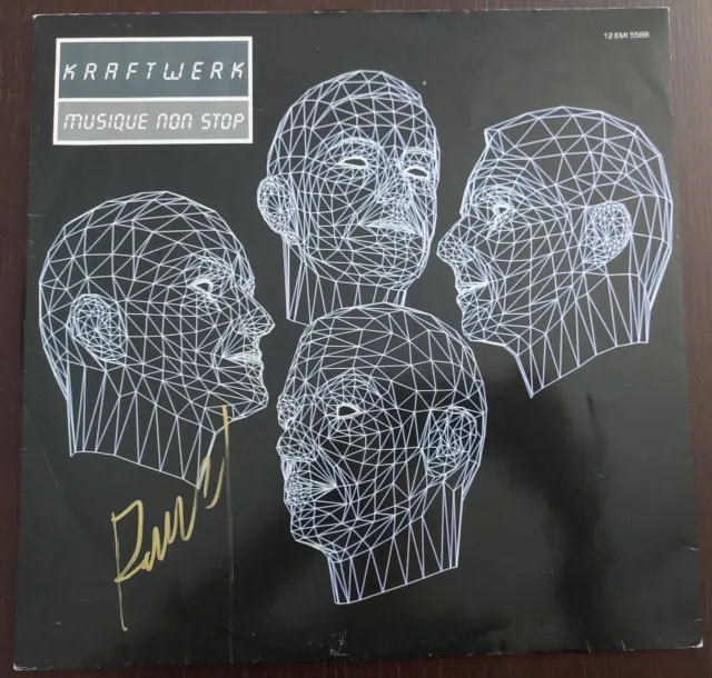 Rare Autografo Kraftwerk Musique Non Stop 12" Signed Firma Ralf Hütter Emi 5588