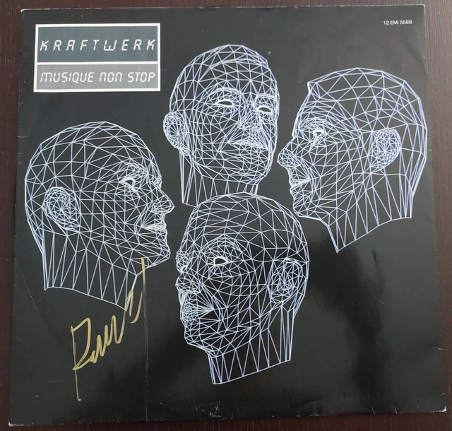Rare Autografo Kraftwerk Musique Non Stop 12" Signed Firma Ralf Hütter Emi 5588